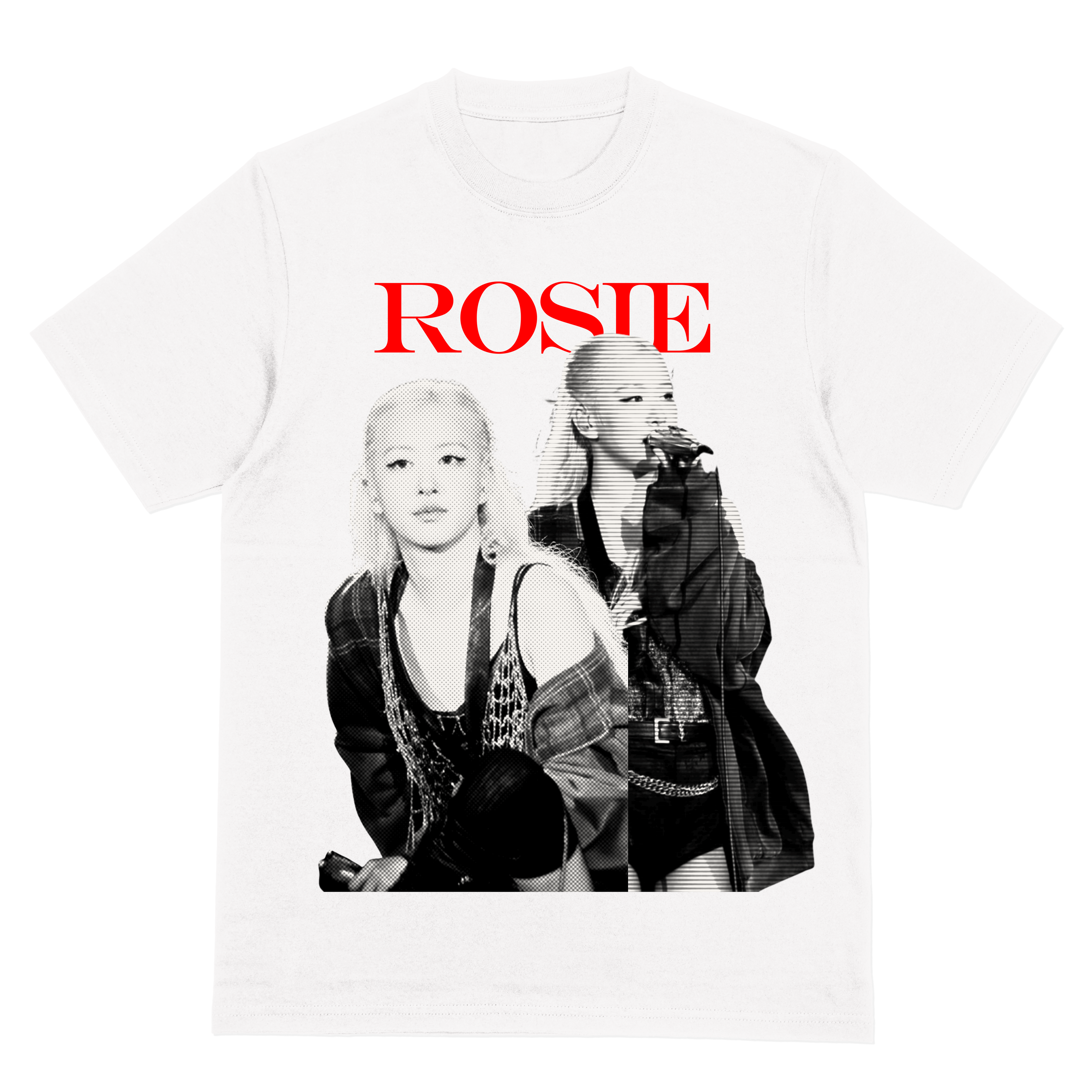 K-Pop ROSIE Vintage Aesthetic Shirt – Black & White Performance Print